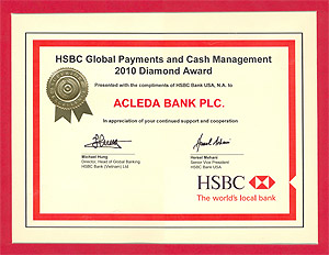 2010 Diamond Award from HSBC Bank