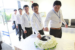 Giving mourning sign to our management and staff Giving mourning sign to our management and staff